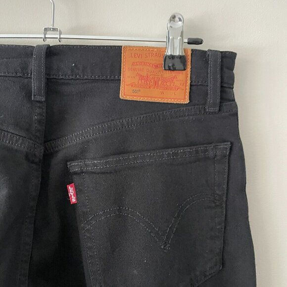 Levi's 501 Denim Button-Fly Front Mid Rise Straight Leg Cropped Jeans Black 26 - Picture 7 of 9